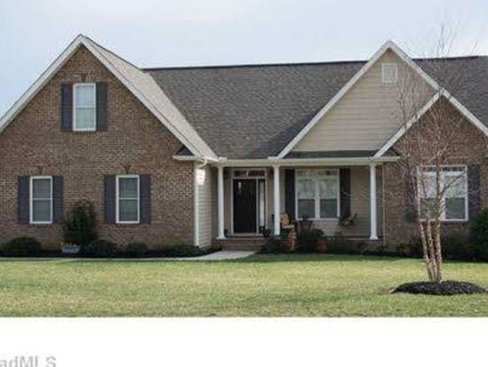 Traditional brick ranch home with covered porch and columns sold by Rob Herald Realty in the Piedmont Triad